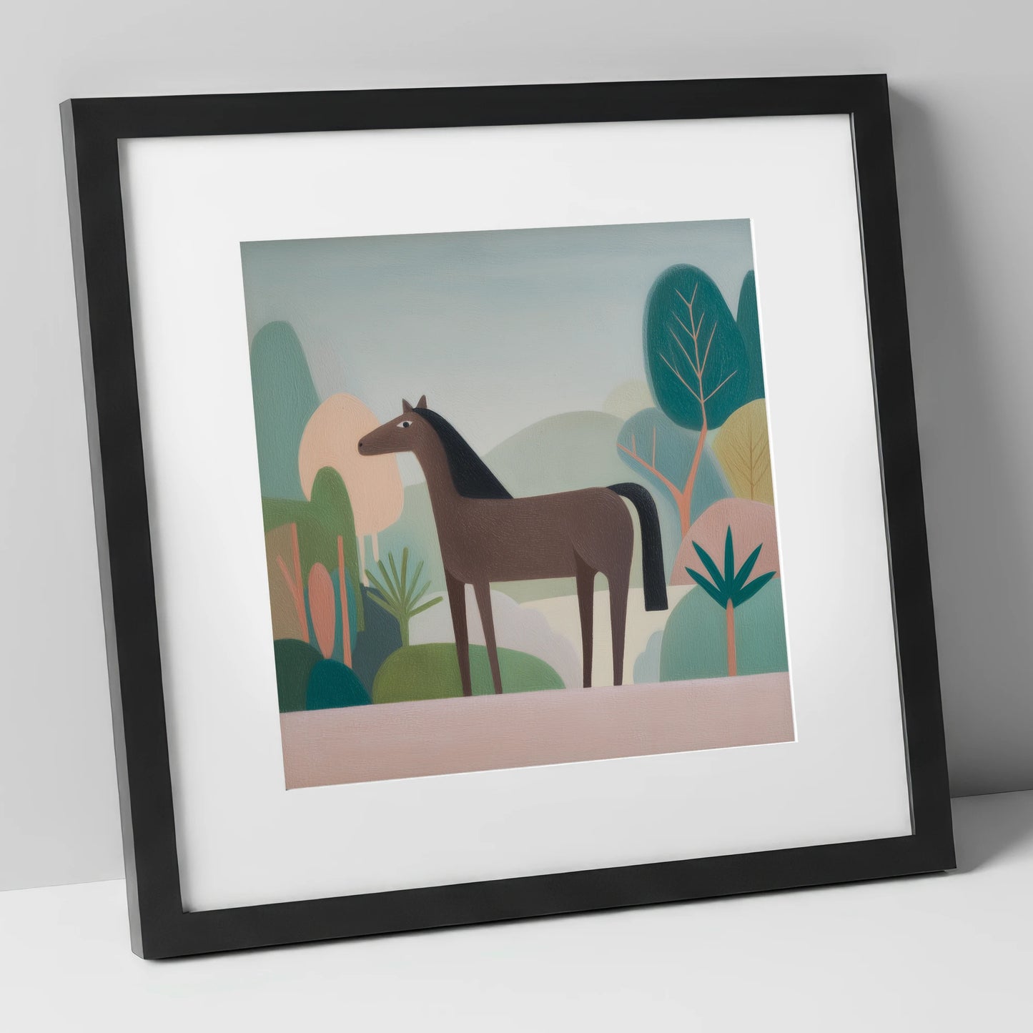 The Quiet Valley horse breed art print in black frame