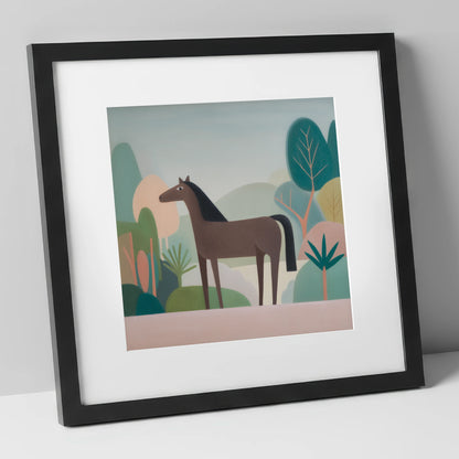 The Quiet Valley horse breed art print in black frame