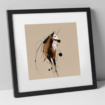 Fluid Ink Profile horse portrait art print in black frame