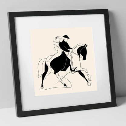 Abstract Dressage Harmony dressage horse art print in black frame
