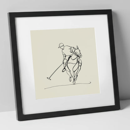 The Elegant Chukka polo horse art print in black frame