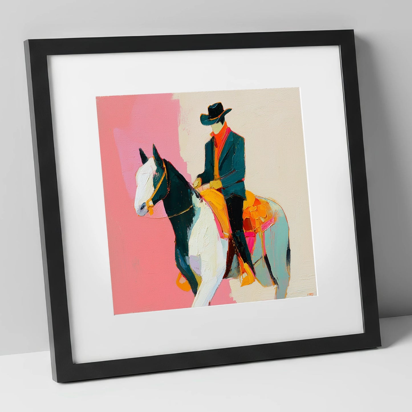 Modern Western Spirit western horse art print in black frame