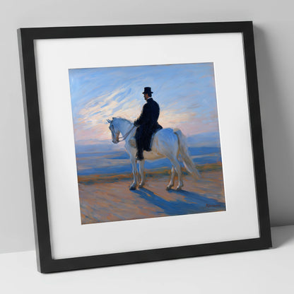 The Classical Rider dressage horse art print in black frame