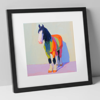 Chromatic Draught Horse horse breed art print in black frame