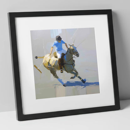 High Goal Pursuit polo horse art print in black frame