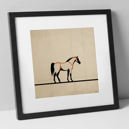 Minimalist Ink Profile horse breed art print in black frame