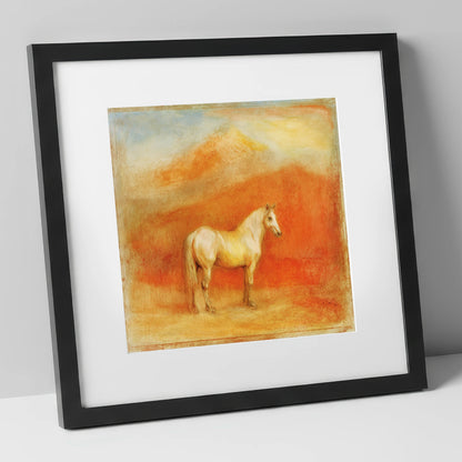 Ethereal Mountain Grey horse portrait art print in black frame