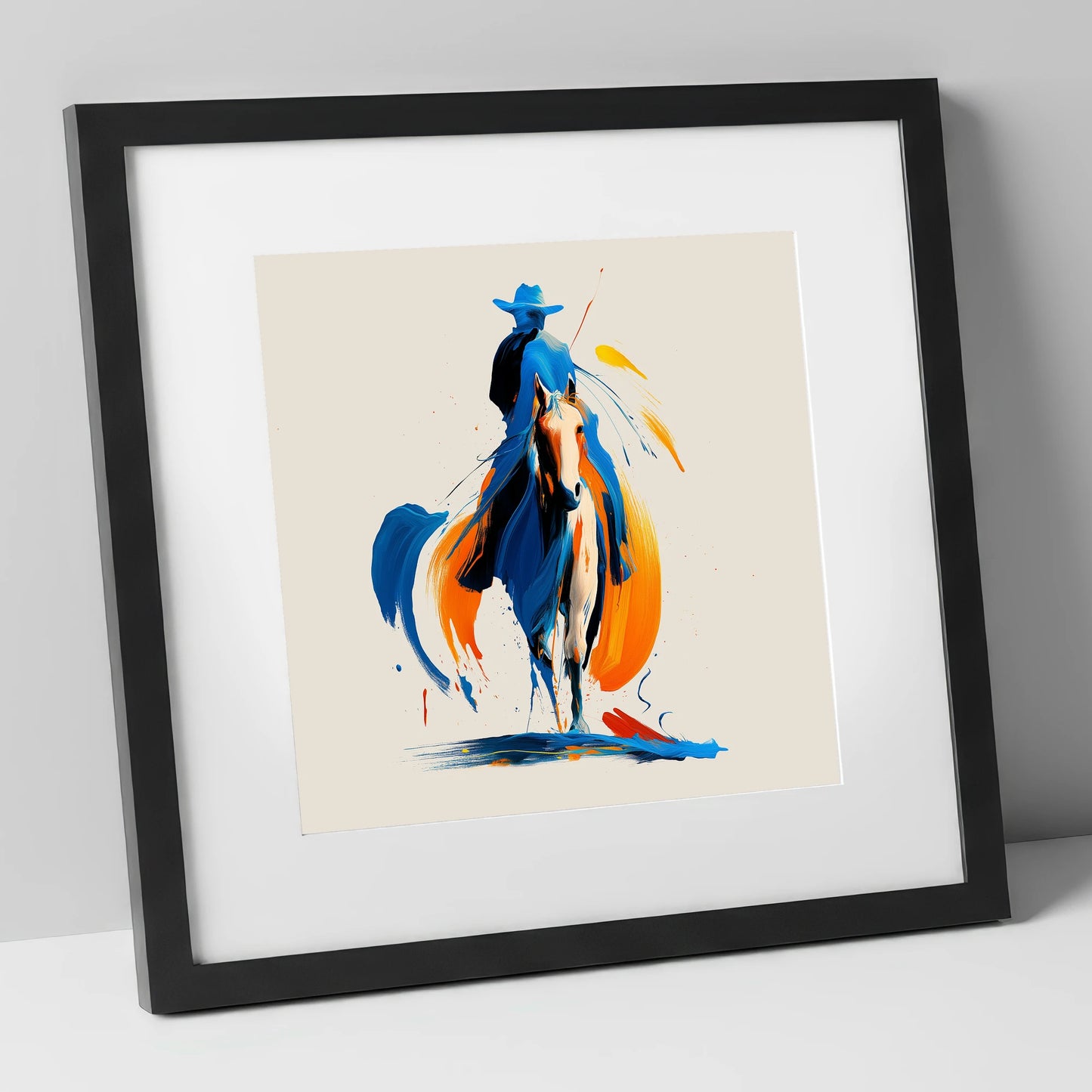 Cobalt Western Spirit western horse art print in black frame