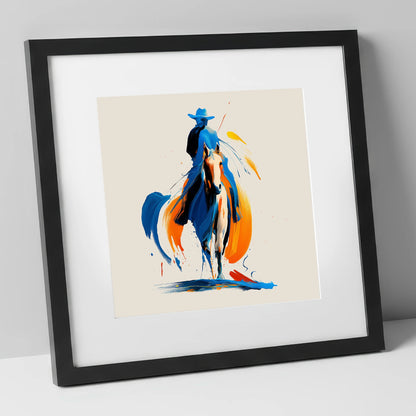 Cobalt Western Spirit western horse art print in black frame