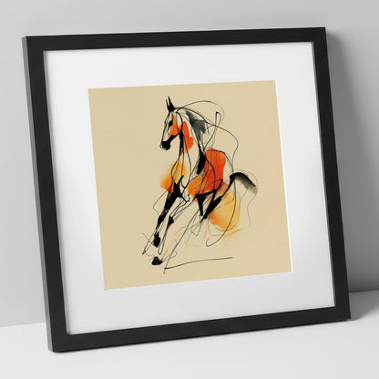 Fluid Amber Spirit horse breed art print in black frame