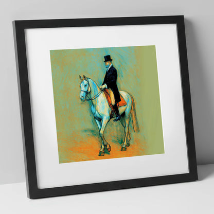 The Classical Master dressage horse art print in black frame