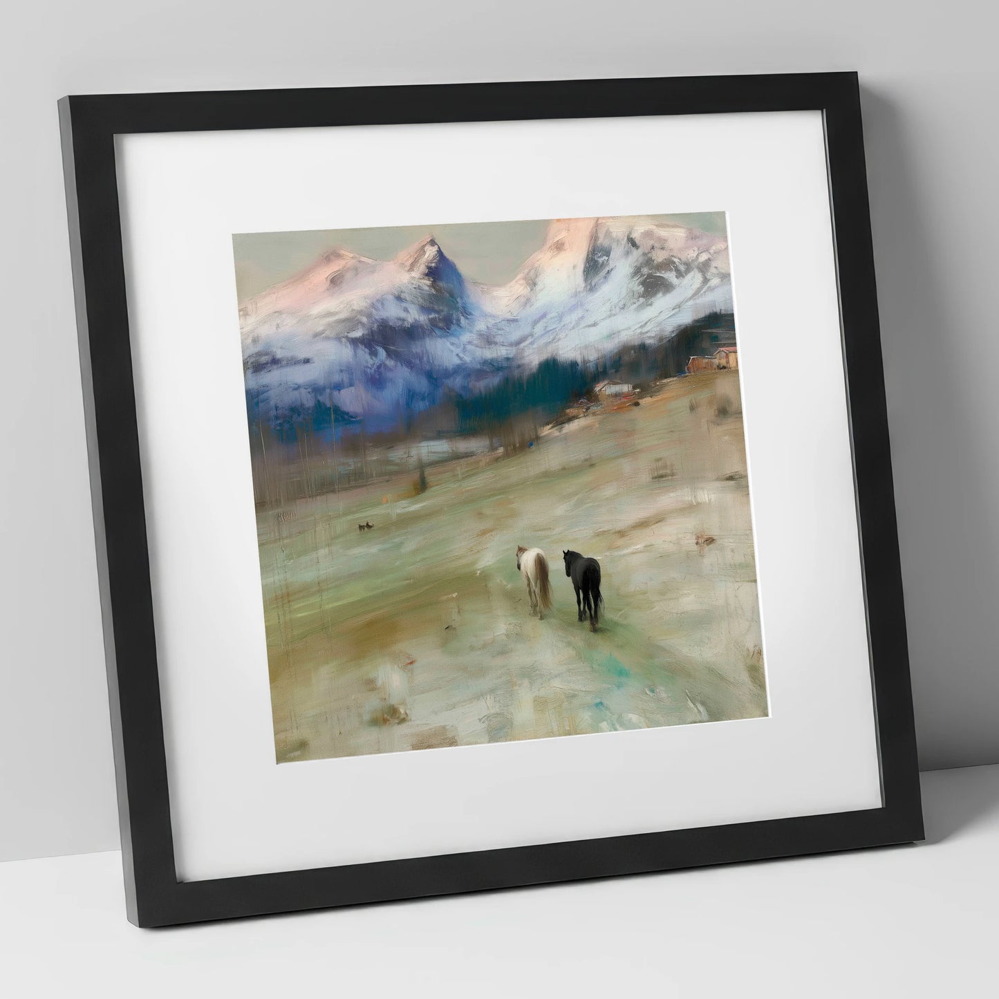 Journey to the Foothills horse landscape art print in black frame