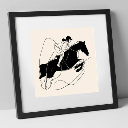 Fluid Showjumping Silhouette show jumping horse art print in black frame