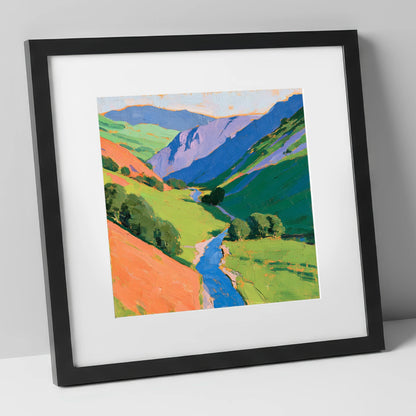Vivid Riding Country horse landscape art print in black frame