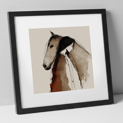The Unspoken Bond horse & rider art print in black frame