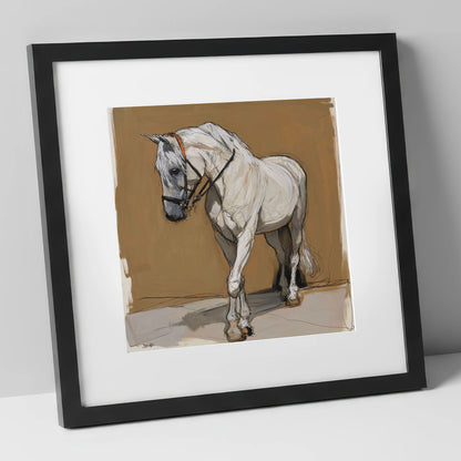 Quiet Contemplation horse portrait art print in black frame