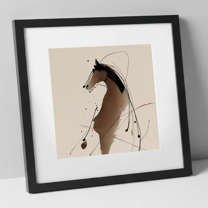 Sweeping Ink Portrait horse portrait art print in black frame