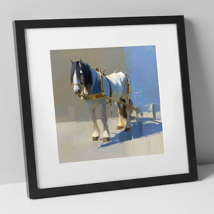 Dignity in the Shade working horse art print in black frame