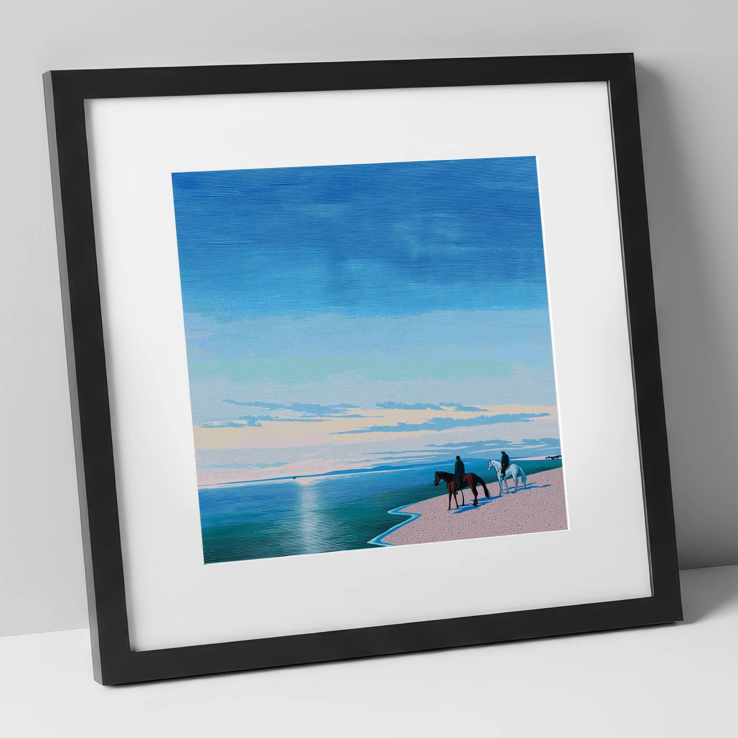 Horizon Bound horse landscape art print in black frame