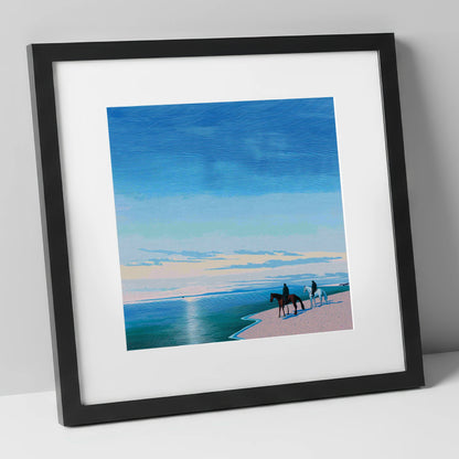 Horizon Bound horse landscape art print in black frame