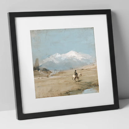 The Distant Range western horse art print in black frame