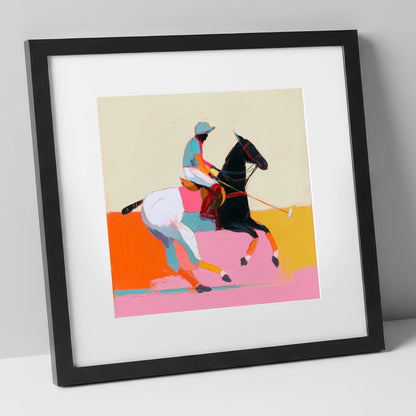 Vivid High Goal polo horse art print in black frame