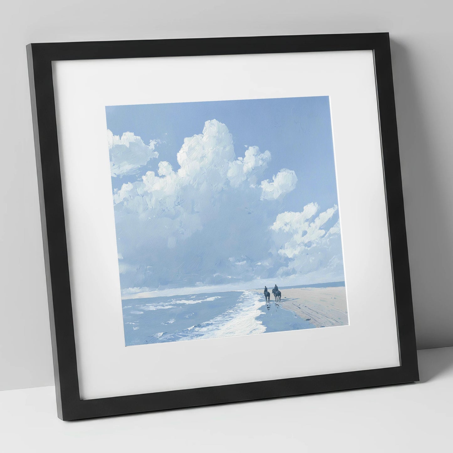 Beneath Vast Coastal Skies horse landscape art print in black frame