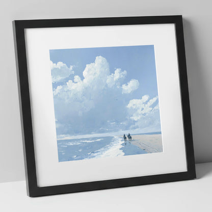 Beneath Vast Coastal Skies horse landscape art print in black frame