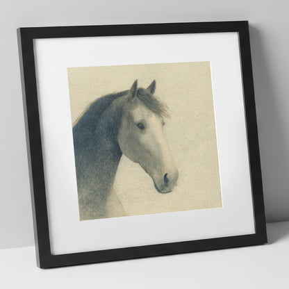 Vintage Slate Equine Profile horse breed art print in black frame
