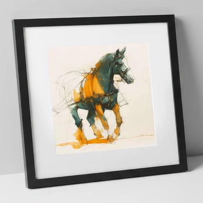 Dynamic Harness Stride working horse art print in black frame