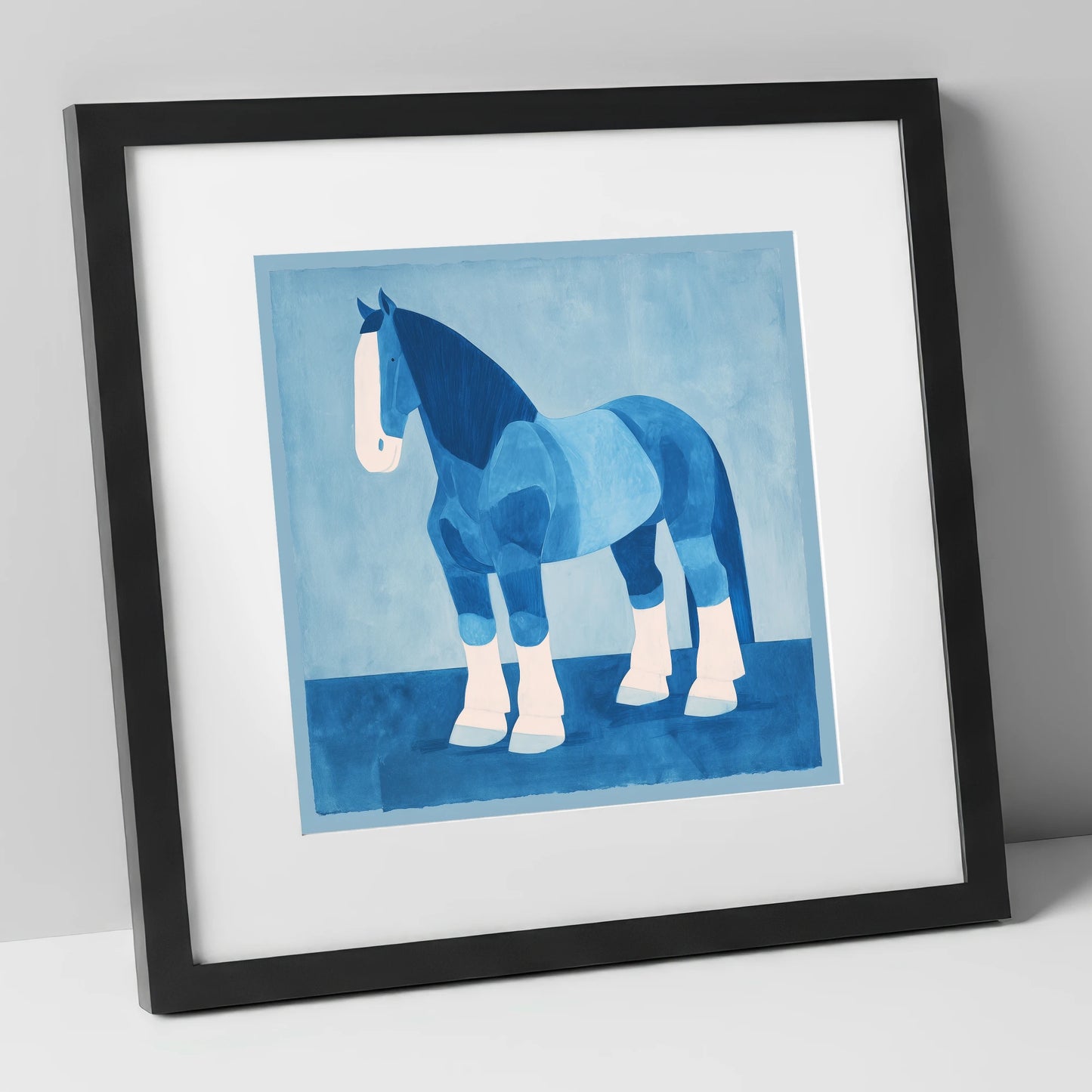 Cobalt Heavy Horse horse breed art print in black frame