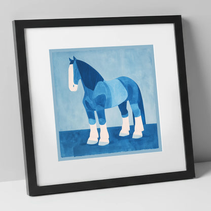 Cobalt Heavy Horse horse breed art print in black frame