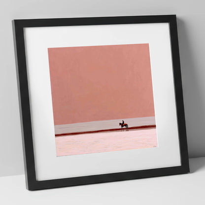 Solitary Rose Horizon horse landscape art print in black frame