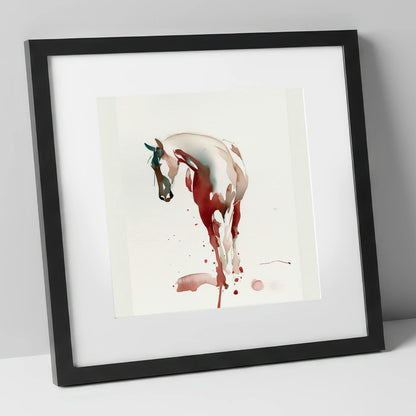 Crimson Wash Silhouette horse breed art print in black frame