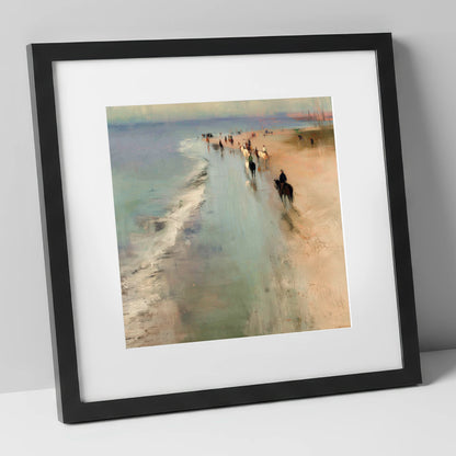 Misty Coastal String horse landscape art print in black frame