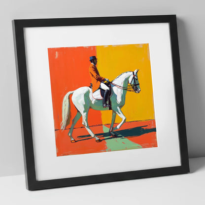Rhythm In Colour dressage horse art print in black frame