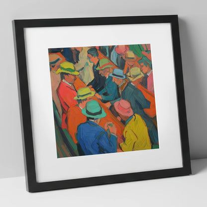 Trackside Anticipation racing horse art print in black frame