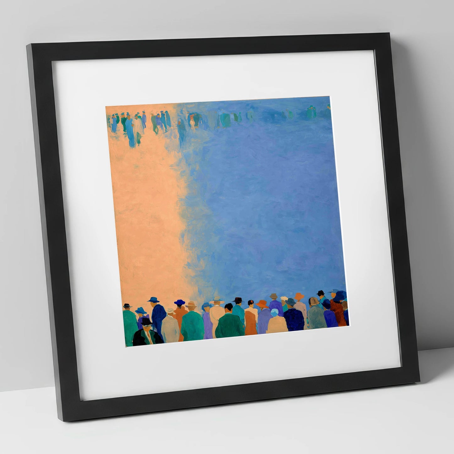 Waiting for the Field racing horse art print in black frame