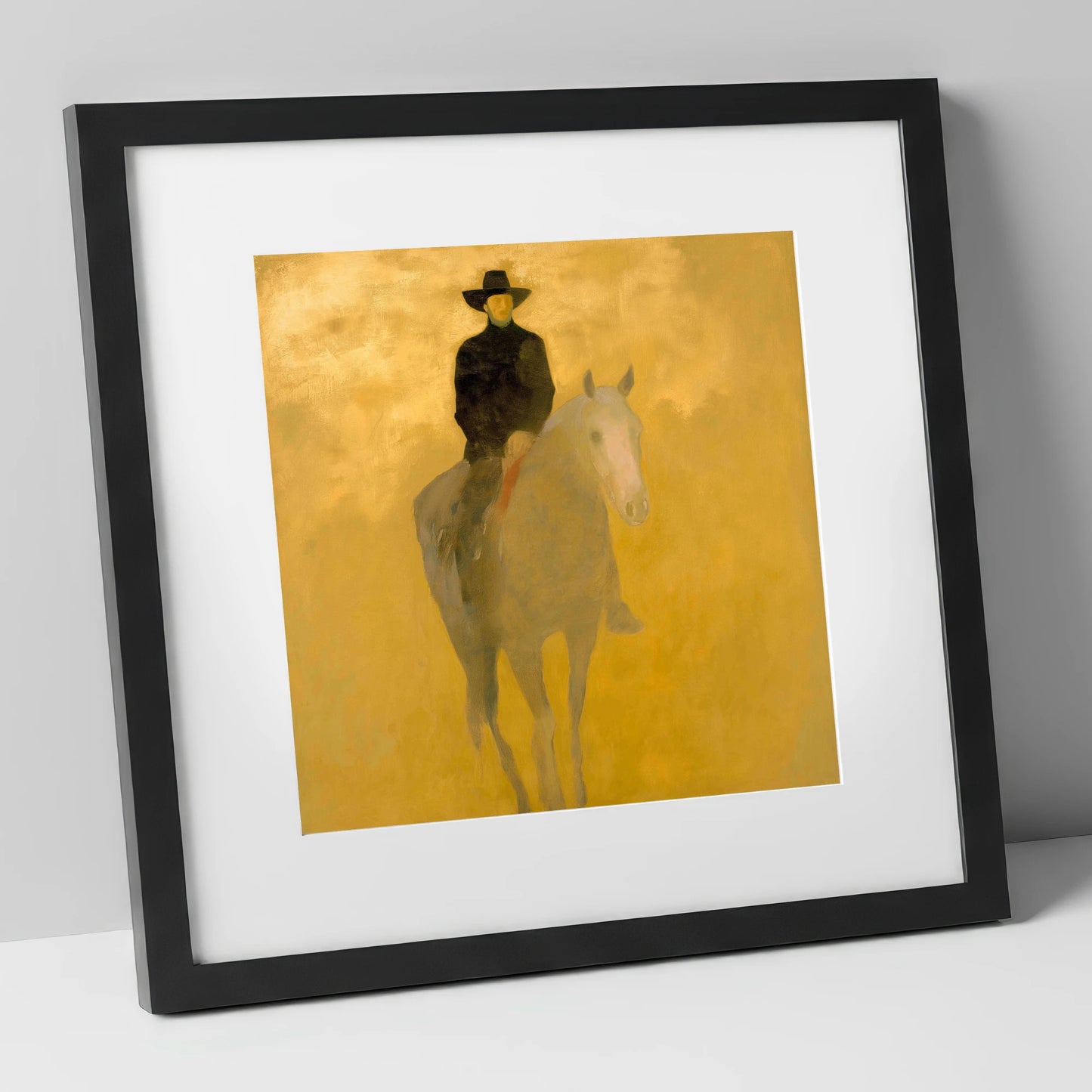 The Golden Trail western horse art print in black frame