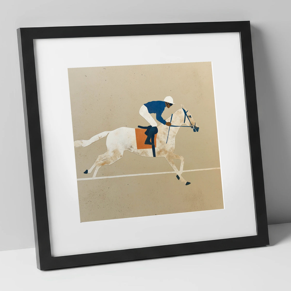 The Final Stride racing horse art print in black frame