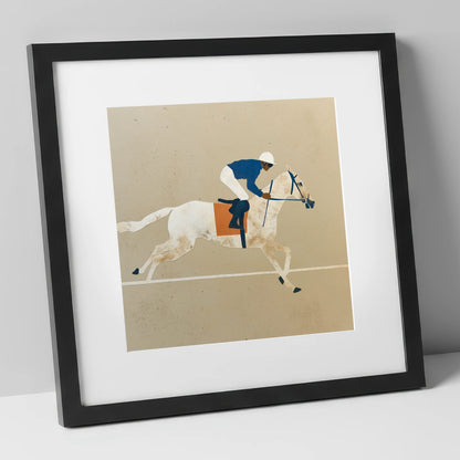 The Final Stride racing horse art print in black frame