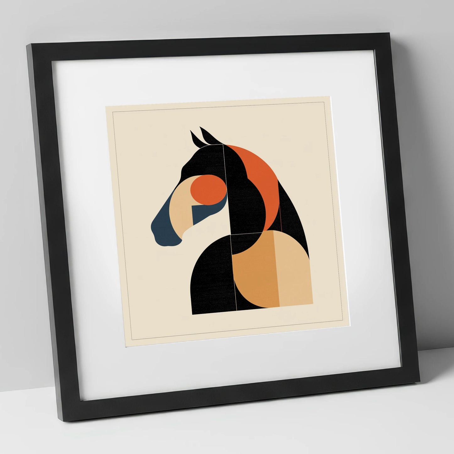 The Modernist Profile horse portrait art print in black frame