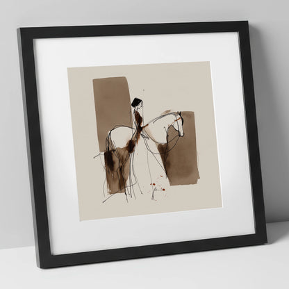 Fluid Connection horse & rider art print in black frame
