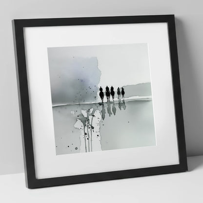 The Morning String racing horse art print in black frame