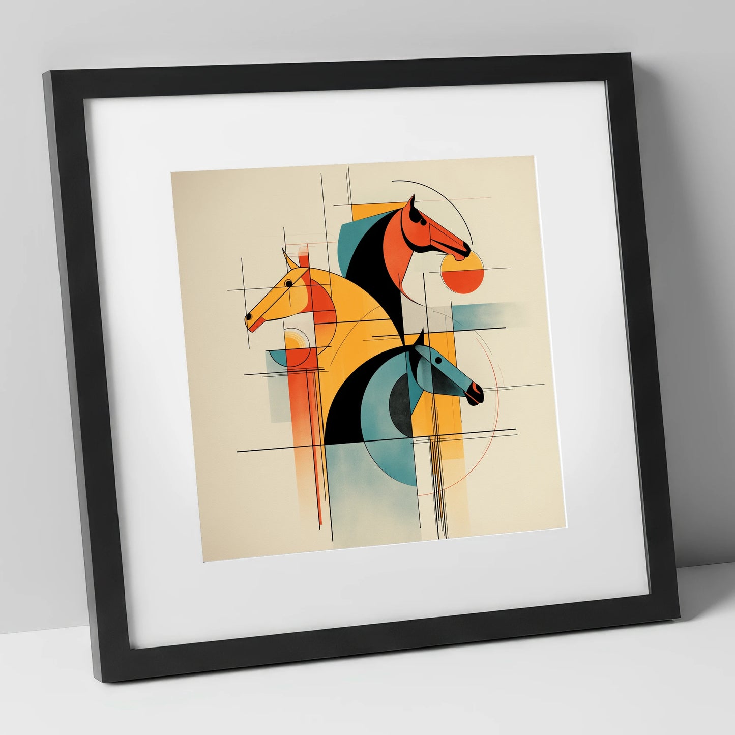 Rhythmic Racing Profiles racing horse art print in black frame