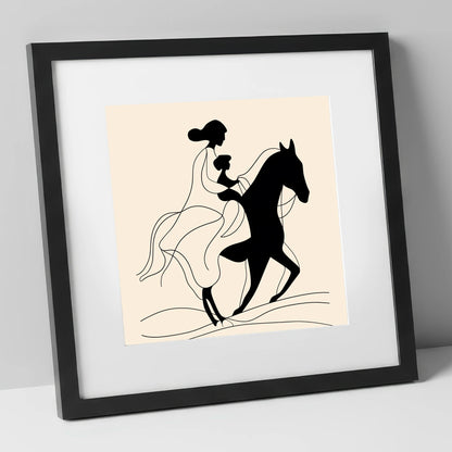 A Shared Journey horse & rider art print in black frame