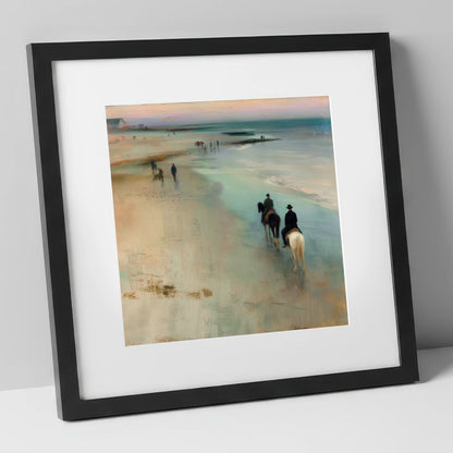 Reflections on the Shore horse landscape art print in black frame