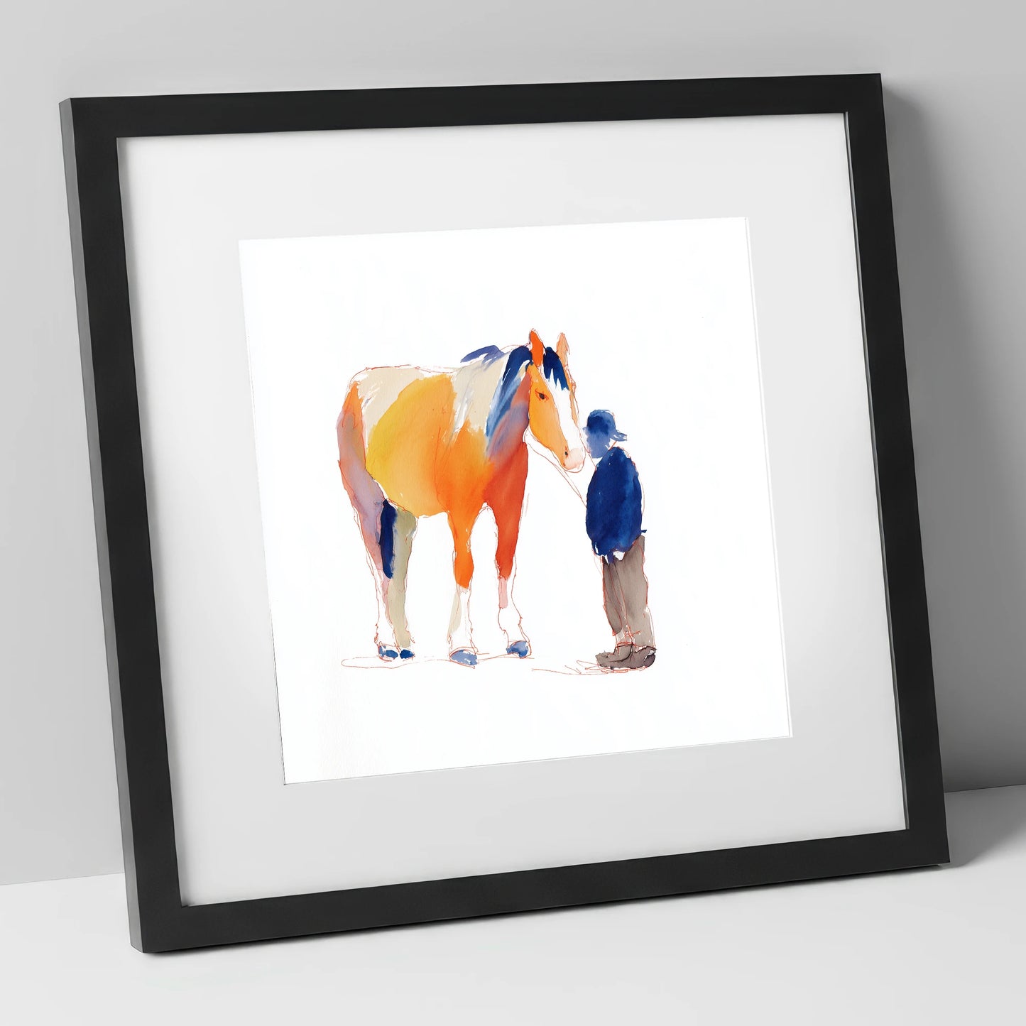 A Quiet Connection working horse art print in black frame