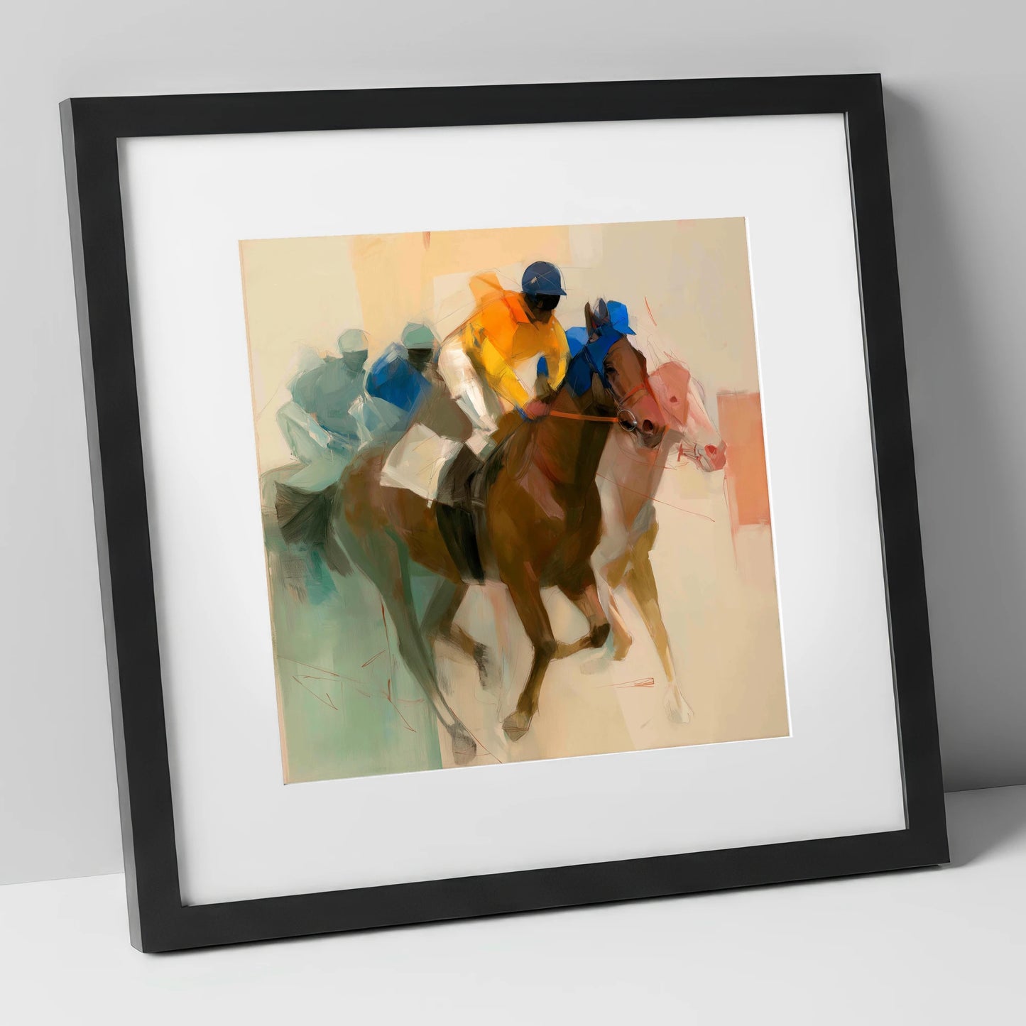 Breakaway Pace racing horse art print in black frame