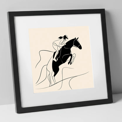 Fluid Ascent show jumping horse art print in black frame